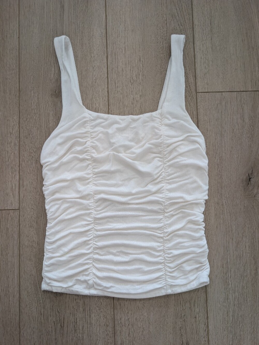 Express White Ruched Tank Top | Size M